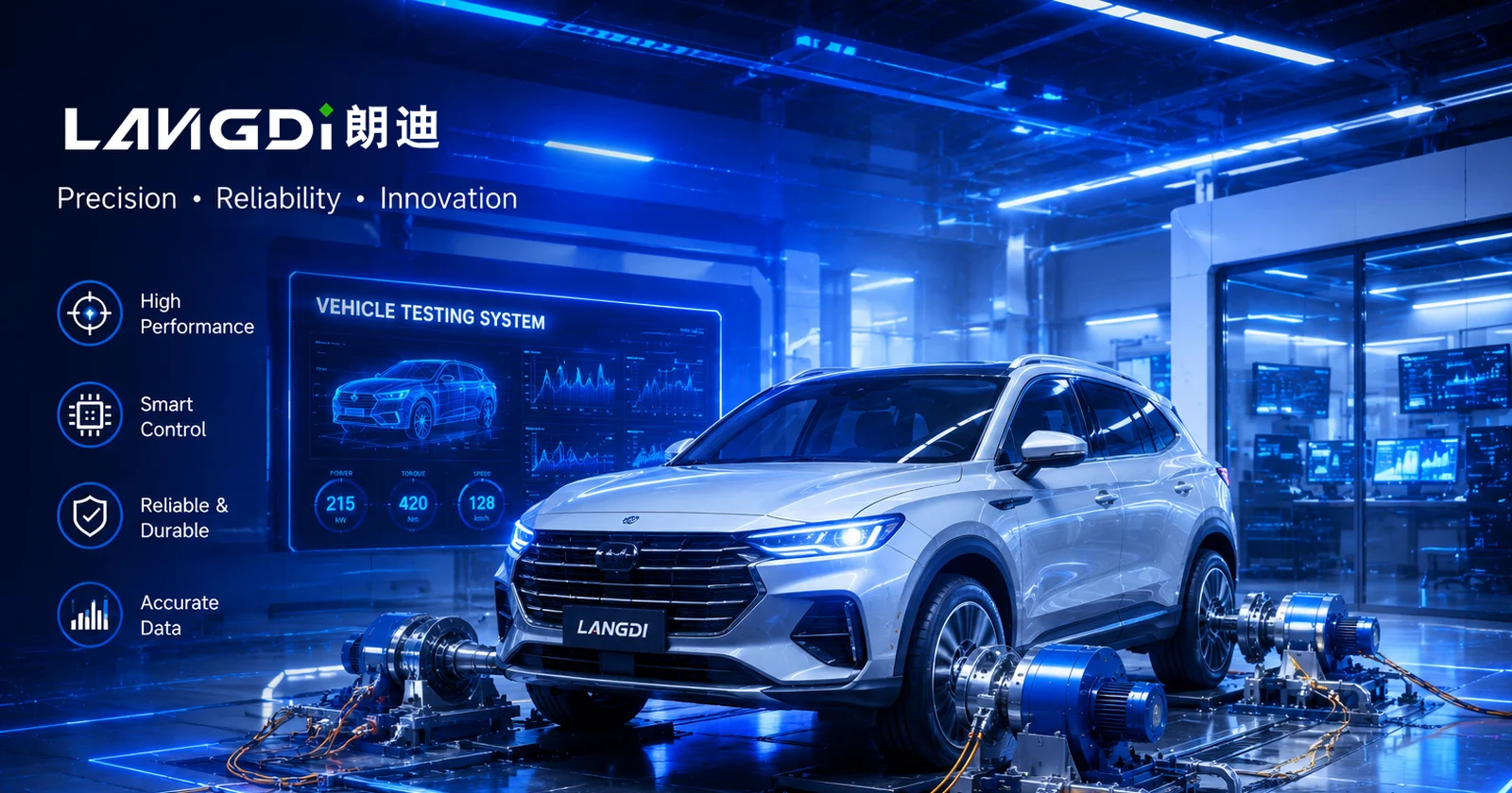 Langdi complete vehicle test system — powertrain dynamometers, instrumentation and live test dashboards